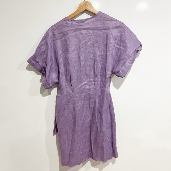 NWT & Other Stories Linen Wrap Mini Dress Lilac - Picture 6 of 12